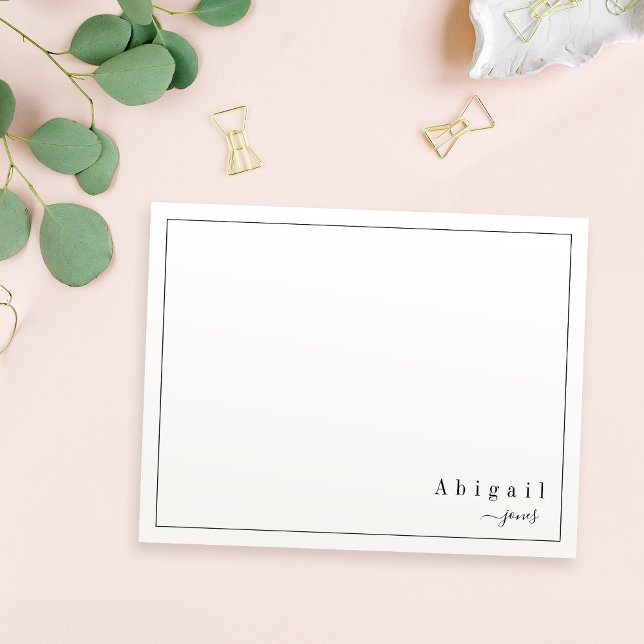 Pink Simple Script Moderne personalisiert Stationi Mitteilungskarte (Pink Simple Script Modern personalized Stationery Note Card)
