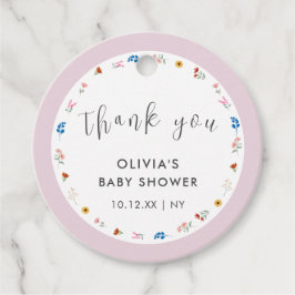 Pink Simple Tiny Wildblume Baby Dusche Empfang Geschenkanhänger