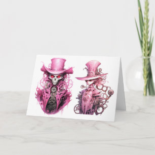 Pink Skeleton Ghost Steampunk Einladung