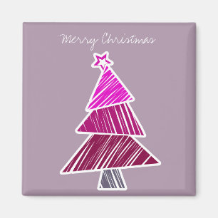 Pink Sketchy Weihnachtsbaum Magnet
