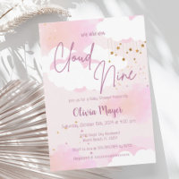 Pink Ski Cloud Nine Girl Watercolor Babydusche