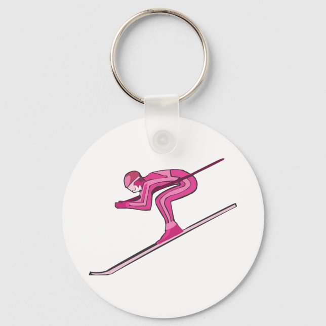Pink Ski Fast Schlüsselanhänger (Vorderseite)