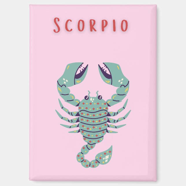 Pink Skorpion, Tierkreiszeichen, Sternzeichen Magnet (Vorderseite)