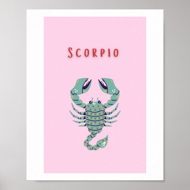Pink Skorpion, Tierkreiszeichen, Sternzeichen Poster (Vorne)