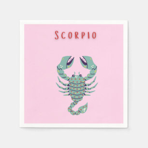 Pink Skorpion, Tierkreiszeichen, Sternzeichen Serviette