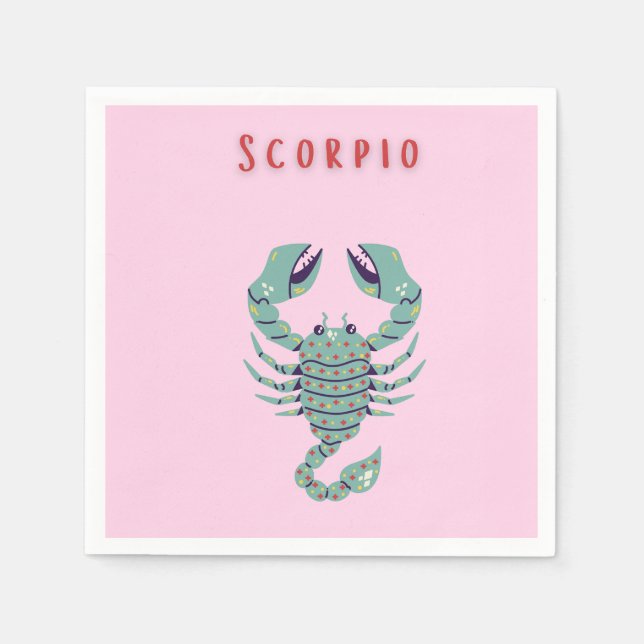 Pink Skorpion, Tierkreiszeichen, Sternzeichen Serviette (Vorderseite)