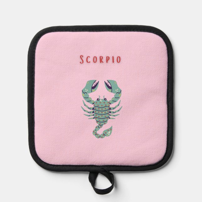 Pink Skorpion, Tierkreiszeichen, Sternzeichen Topflappen (Vorderseite)