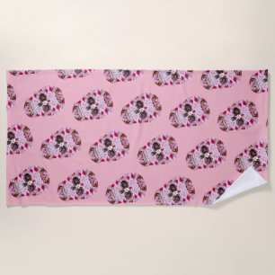 Pink Skull Beach Handtuch