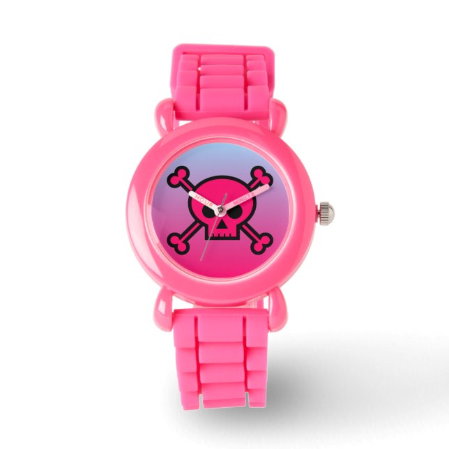 Pink Skull Design Watches Armbanduhr (Vorderseite)
