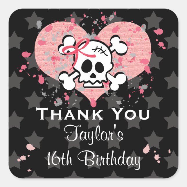 PInk Skull Gastgeschenk Stickers (Vorderseite)