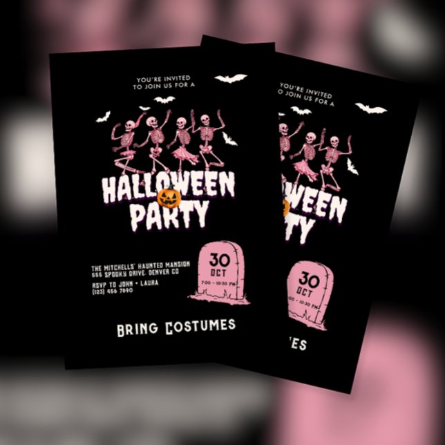 Pink Skull-Halloween-Party Einladung (Von Creator hochgeladen)