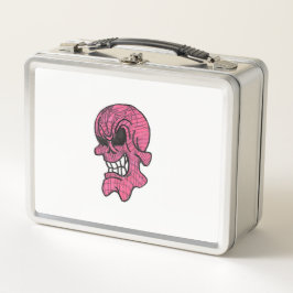 Pink Skull Metal Lunch Box