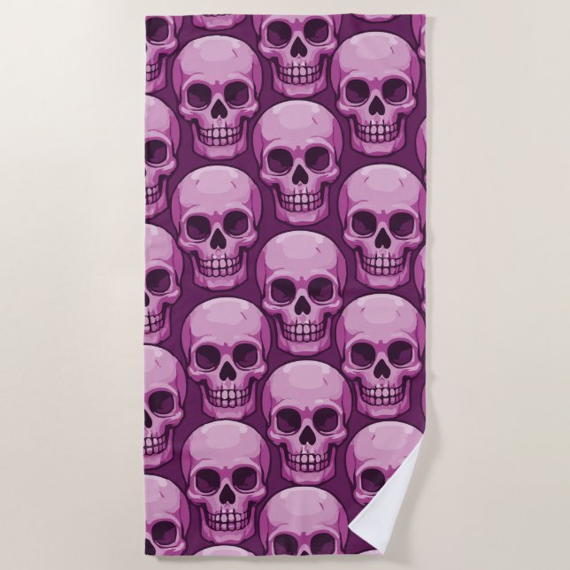 Pink Skull Pattern – Bold Repeating Design Strandtuch (Vorderseite)