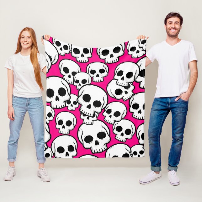 Pink Skull Pattern Fleece Blanket (Beispiel)