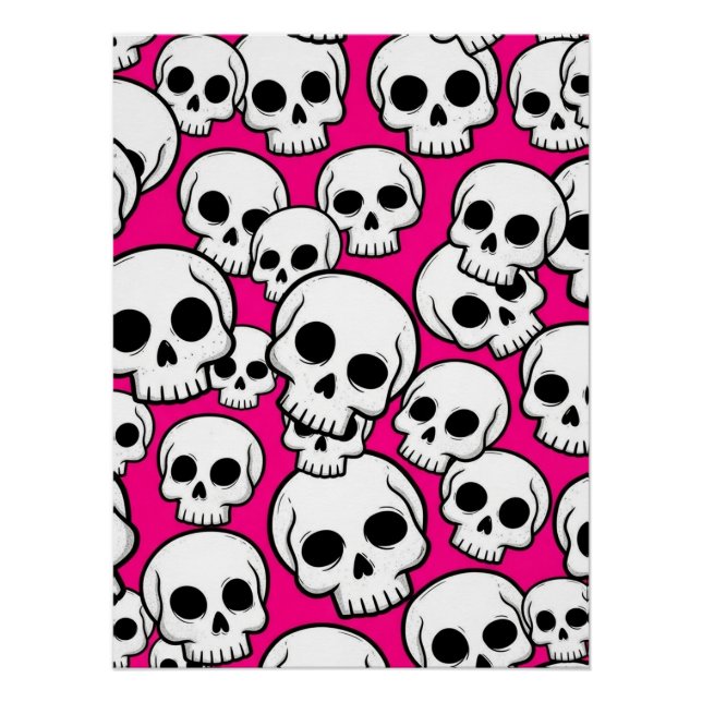 Pink Skull Pattern Glossy Poster (Vorderseite)