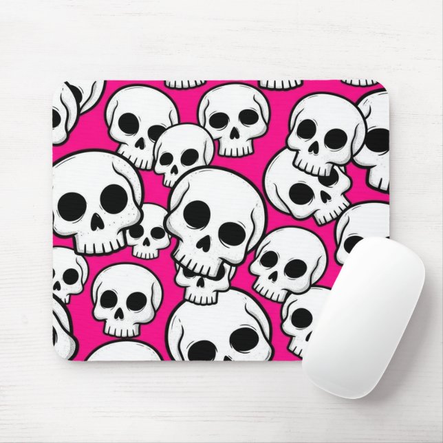 Pink Skull Pattern Mousepad (Mit Mouse)