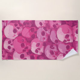 Pink Skull Pattern Pop Art Illustration Strandtuch