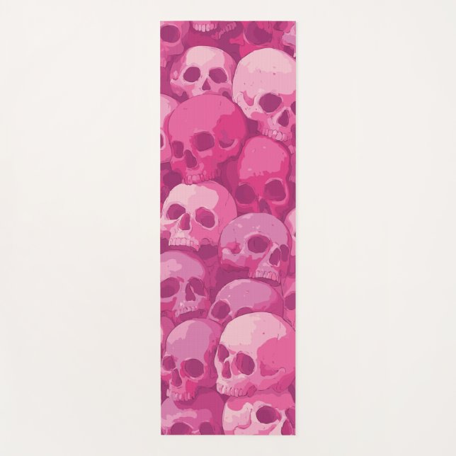 Pink Skull Pattern Pop Art Illustration Yogamatte (Vorderseite)