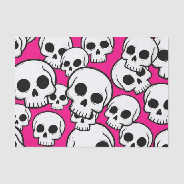 Pink Skull Pattern Tissue Paper Seidenpapier (Vorderseite)