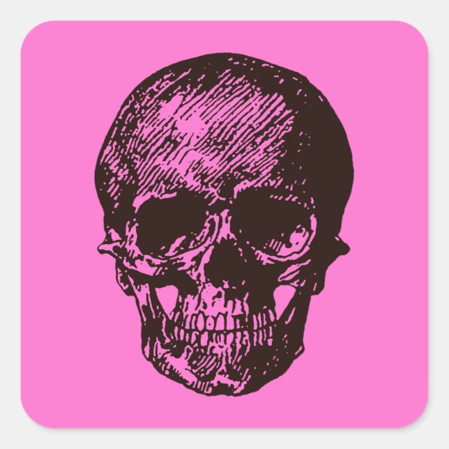 Pink Skull Quadratischer Aufkleber (Vorderseite)