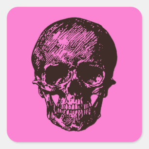 Pink Skull Quadratischer Aufkleber
