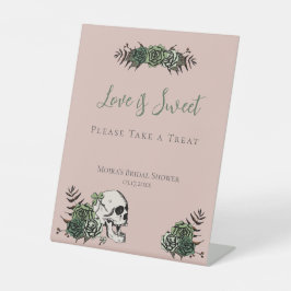 Pink Skull & Rose Irish Brautparty Favoriten Signi Sockelschild