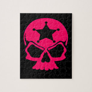 Pink Skull (schwarzer Hintergrund) Puzzle