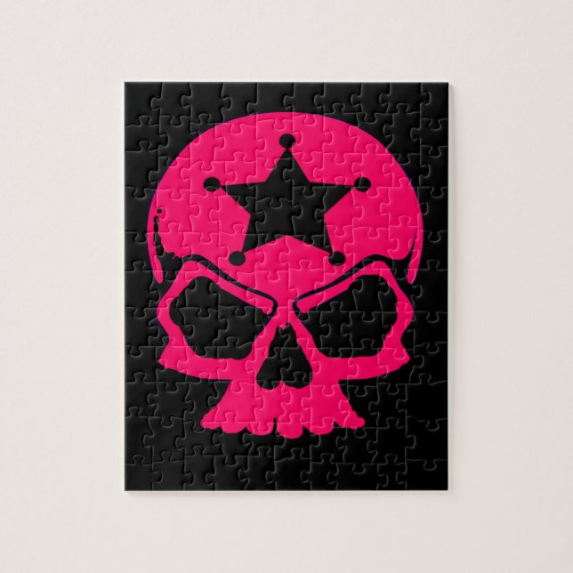 Pink Skull (schwarzer Hintergrund) Puzzle (Vertikal)