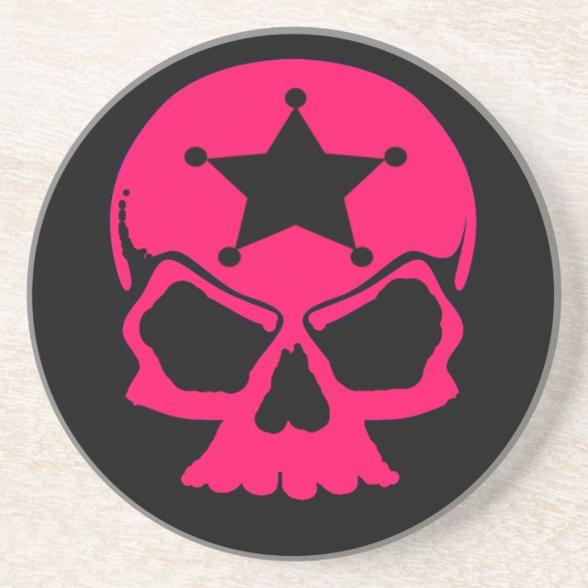 Pink Skull (schwarzer Hintergrund) Untersetzer (Vorne)