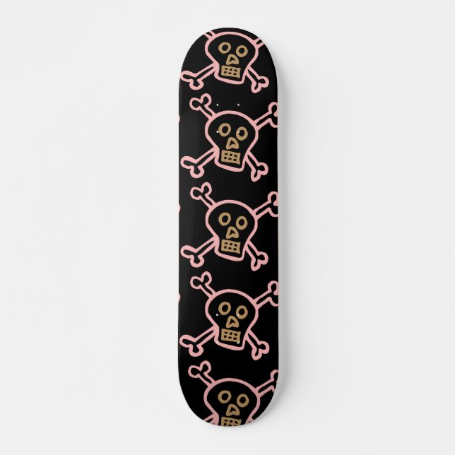 PINK SKULLS & CROSSBONES MÄDCHEN SKATEBOARDS (Vorne)
