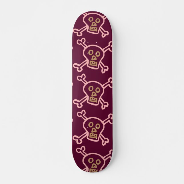 PINK SKULLS & CROSSBONES MÄDCHEN SKATEBOARDS (Vorne)