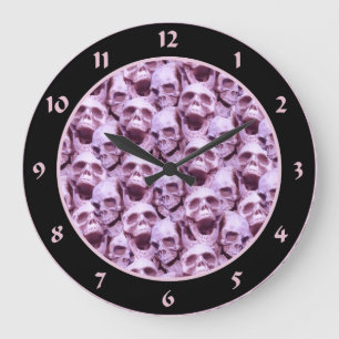 Pink Skulls Große Wanduhr