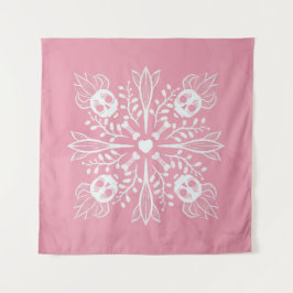 Pink Skulls Pastel Goth Kawaii Niedlicher Horror Wandteppich