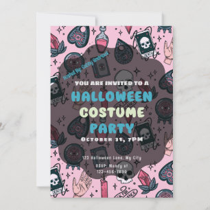 Pink Skulls Tarot Candles Kristallwaren Halloween Einladung