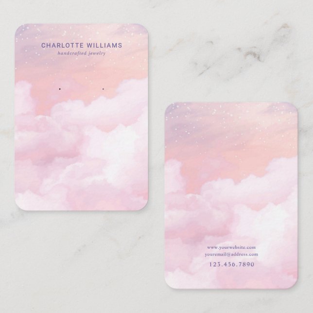 Pink Sky Cloud Custom Juwelier Display Card Visitenkarte (Vorne/Hinten)