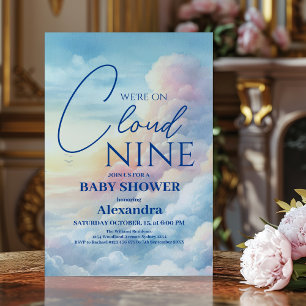 Pink Sky Cloud Nine Watercolor Babydusche Einladung