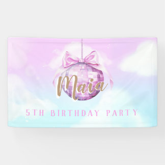 Pink Sky Discoball Girl Geburtstagsparty Banner