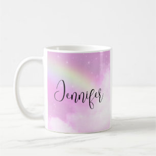 Pink Sky Fluffy Wolken und Regenbogen Kaffeetasse