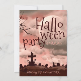 Pink Sky Halloween Graveyard Einladung