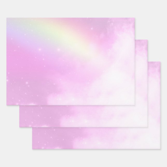 Pink Sky mit Lemon Gelber Regenbogen Geschenkpapier Set (Set)