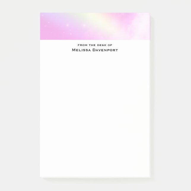 Pink Sky mit Lemon Gelber Regenbogen Post-it Klebezettel (Vorderseite)