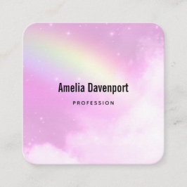 Pink Sky mit Lemon Gelber Regenbogen Quadratische Visitenkarte