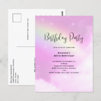Pink Sky mit Lemon Yellow Rainbow Birthday Einladu