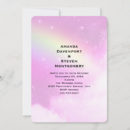Pink Sky mit Lemon Yellow Rainbow Wedding Einladung
