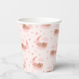 Pink Sleeping Baby Bear auf Mond Wolken & Stars Pappbecher