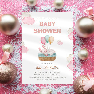 Pink Sleeping Bunny Baby Dusche Einladung