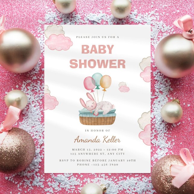 Pink Sleeping Bunny Baby Dusche Einladung (Von Creator hochgeladen)