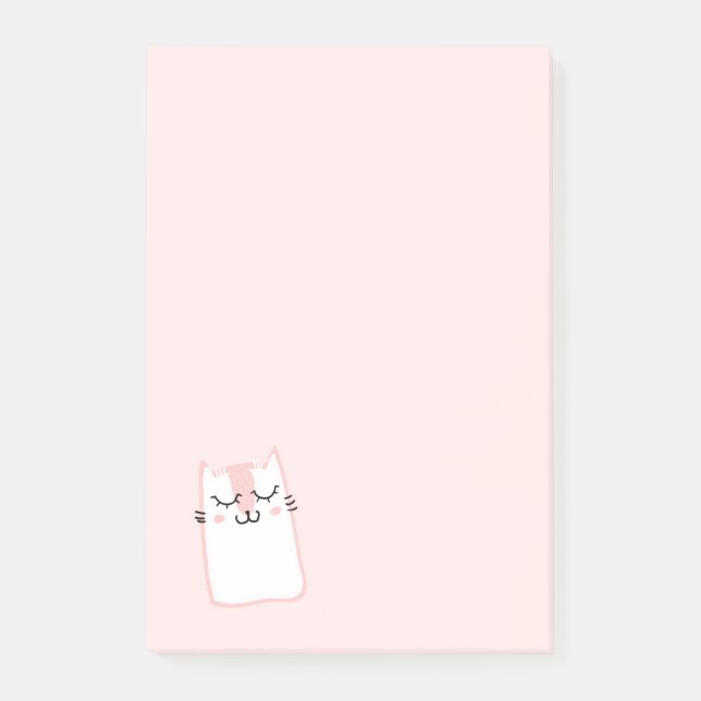 Pink Sleeping Kitty Cat Post-it Klebezettel (Vorderseite)