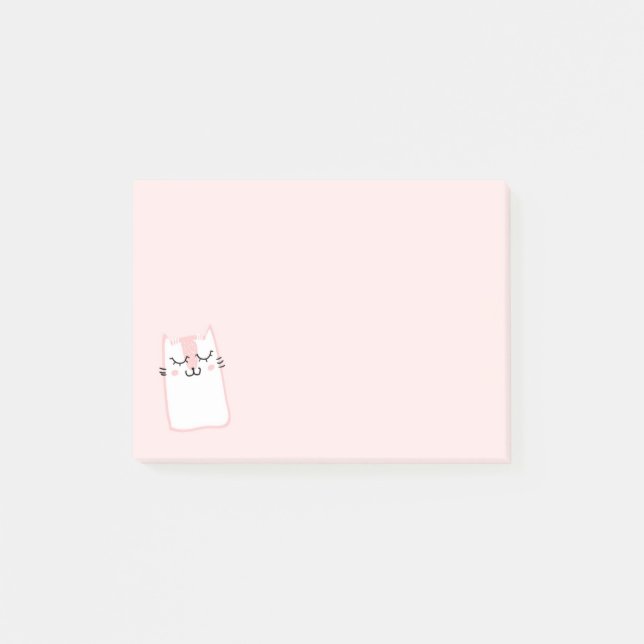 Pink Sleeping Kitty Cat Post-it Klebezettel (Vorderseite)