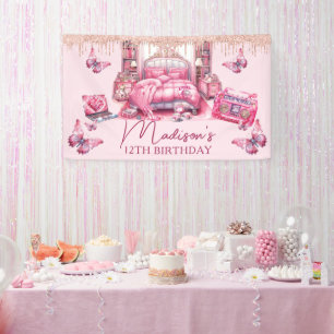 Pink Sleepover Girl Geburtstag Personalisiert Banner
